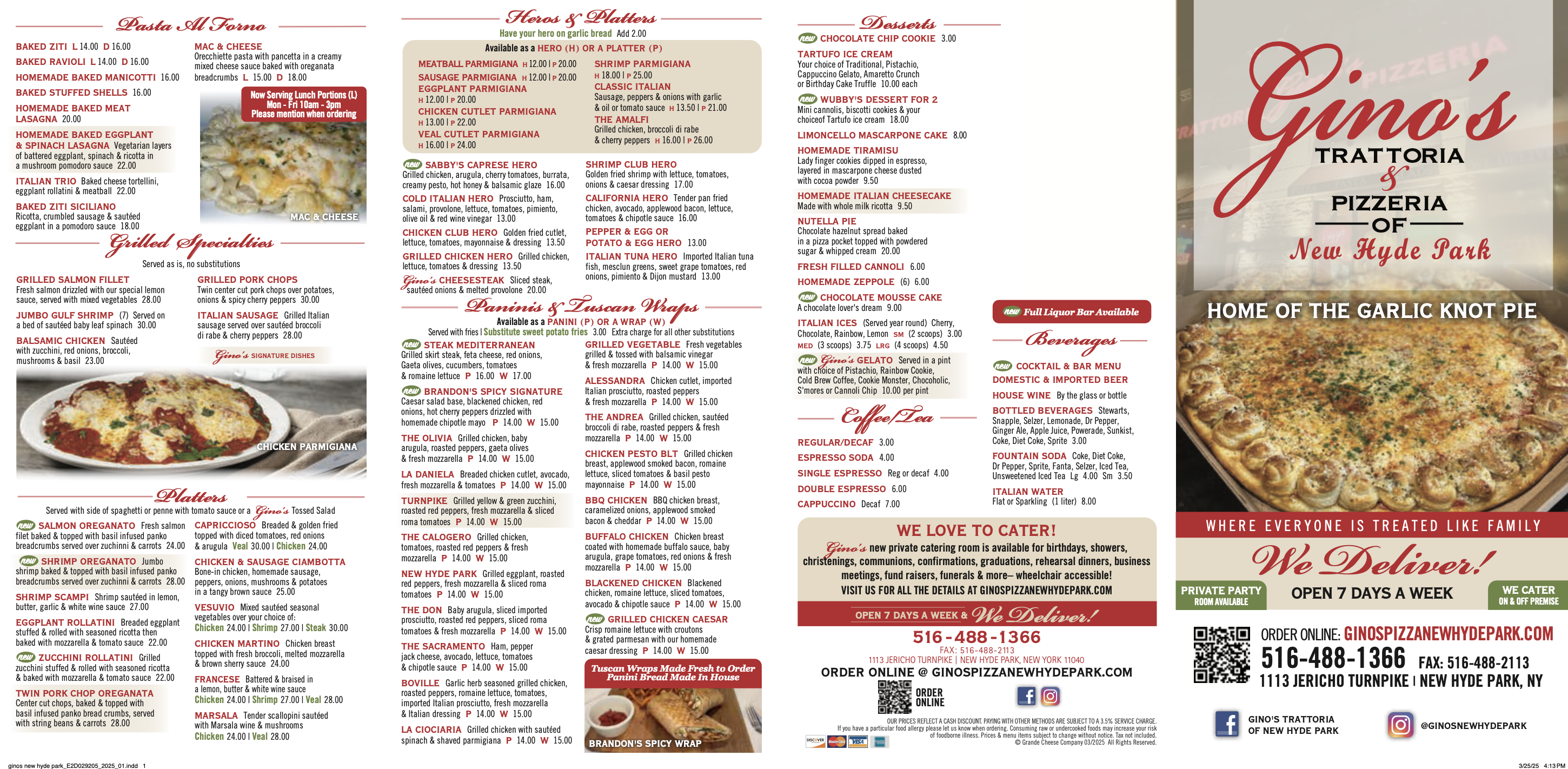 Gino's Take-out Menu